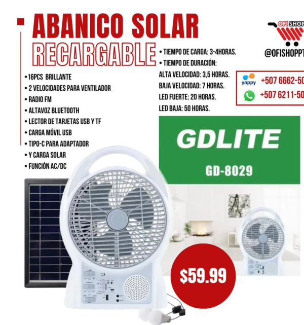 Abanico Recargable GD-8029